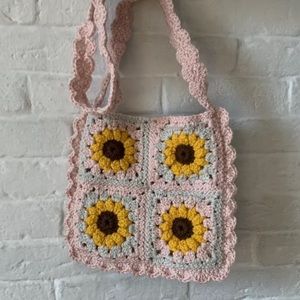 Crocheted Sunflower Crossbody Handmade Boho